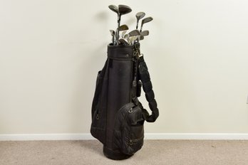 Golf Bag With Set Of 16 First Flight Dynaflex Executor II, Golf Balls And Assorted Other Golf Clubs