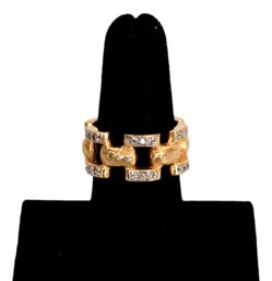 Square Link Gold Tone Band Ring (size 7 1/2)