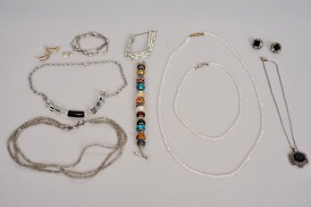 Collection Of Costume Jewelry - Monet Necklace With Matching Earrings, Crystal Beaded Necklaces And More
