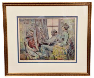 Signed Mortimer Borne Color Dry Point Etching
