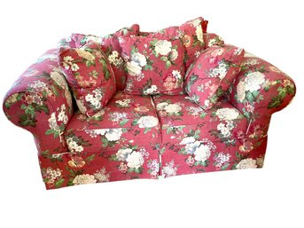 Rolled Arms Floral Two Cushion Loveseat. {2}