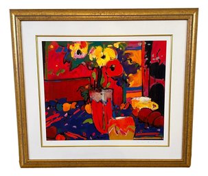 Paid $2,250 Manel Anoro 'Florero Rojo' Signed And Numbered Serigraph, Professionally Framed