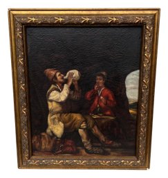 Antique Oil On Canvas Painting In Modern Frame