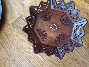 Octagonal Dishes From India - Rosewood With Bone Inlay 11 Inch