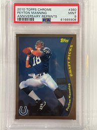 2010 Topps Chrome Payton Manning Anniversary Reprints Draft Picks Card #360   PSA 9