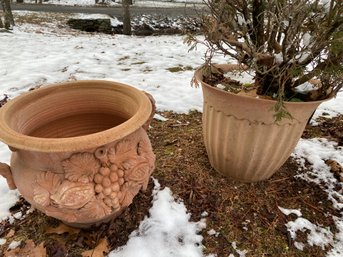 2 Heavy Terra Cotta Planters