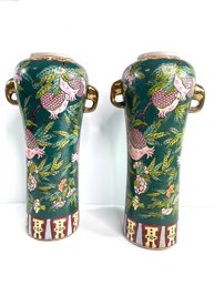 Chinoiserie Asian Influence Pair Of Vases