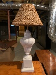 Urn Form  Ceramic Table Lamp With Rush Shade