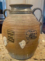 Phil Mundt Face Jug Art Vase Signed Interesting Sayings