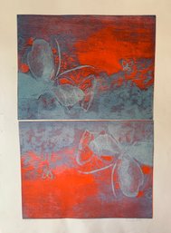 Original Diptych Art By Marion Green On Paper