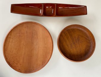 Group Of Three Mid Century Wood Bowls