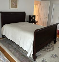 Antique 4 Slated Sleigh Bed Headboard Footboard Vintage Cover Included Sleepy's CLEAN Mattress Boxspring