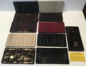 M. 11 Assorted Color EEL Skin Wallets, Check Book Holders.