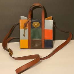 Fossil Petite Leather Multi Patchwork Crossbody Handbag