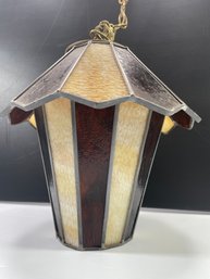 Stained Glass Hanging Lantern Light With Chain