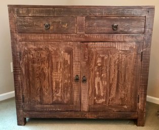 Farmhouse Style Buffet Cabinet With Distressed Look