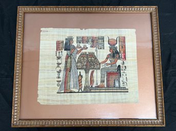 Framed Egyptian Papyrus On Brown Background