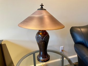 Copper Colored Table Lamp With Frosted Glass Shade