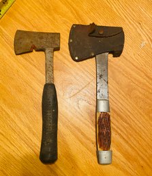 Pair Of Vintage Hatchets-one With Sheath