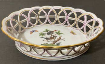 Herend Rothschild Bird Lattice Oval Dish