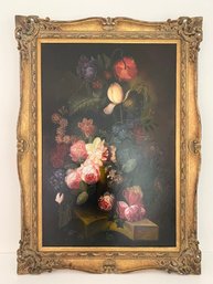 Large Floral Still Life Giclee In Gilt Frame