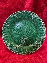 Antique Wedgwood O Circa 1886 Majolica Green Glaze Leaf Plate 8' No Chips Or Cracks