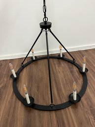 Large Black Chandelier With Electric Candlesticks