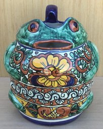 Hecho En Mexico Colorful Ceramic Frog Pitcher