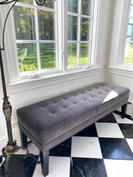 Petite Grey Velvet Tufted Bench  (2 Of 2)  (W2)