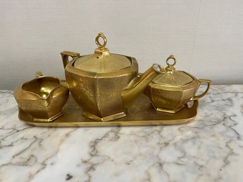 4 Piece Vintage Bavaria Teapot, Sugar & Creamer With Tray