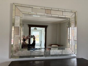 Rectangular Mirror With All Edges Beveled, Frosted And Double Framed, Lovely!