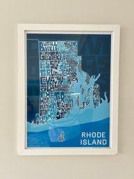 Rhode Island Map Print In Shades Of Blues