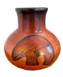 Vintage Signed Native American Vase With Bear Detail