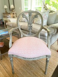 Custom Upholstered Century Wheat Back French Side Chair