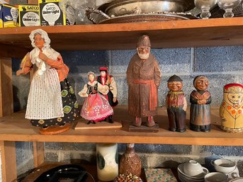 Wood Carved Figurines And Nesting Doll