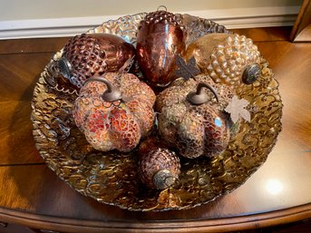 Pumpkin And Acorn Mercury Glass Style Decor