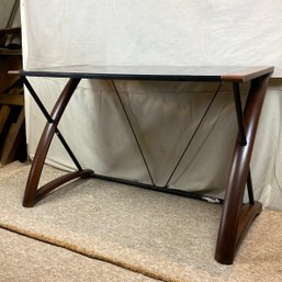 Wood And Black Glass Desk