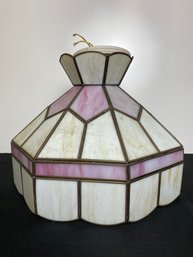 Pink And White Stained Glass Light Fixture