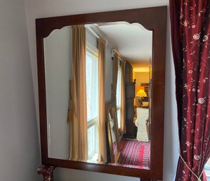 Beveled Mirror With Wood Frame