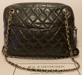 Chanel Vintage Black Quilted Camera Bag Gold Chain Handbag, Real Authentication