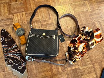 Rioni NWT Leather Purse, With Scarves And Belts