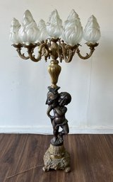 Amazing Seven Bulb Flame Shade Cherub Lamp