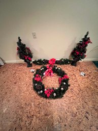 Christmas Wreath- Door Topper And Side Trees