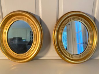 PAIR Sweet Oval Vintage Gilt Mirrors  (W2)