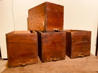 4 Antique 19th Century Wooden Drawer Boxes