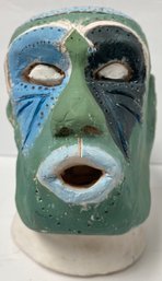 Vintage Hand Made Crafted Whimsical Colorful Tribal Mardi Gras Mask Plaster Figural Head