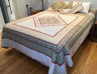 'Country Chic' Queen Size Quilted Bedspread And 2 Shams