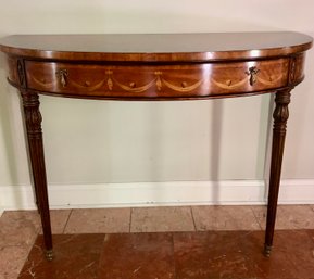 Large Inlaid Demilune Table, Most Likely Maitland - Smith Or Theo Alexander