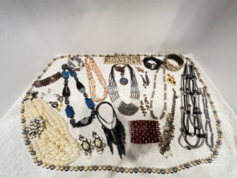 Lot #14 Costume Jewelry With Some Sterling Mixed In The Jewelry