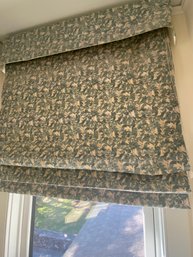 Swirly Leaf Design Greenish Blue Fancy Folding Curtain Shade 39x55 Includes Hardware